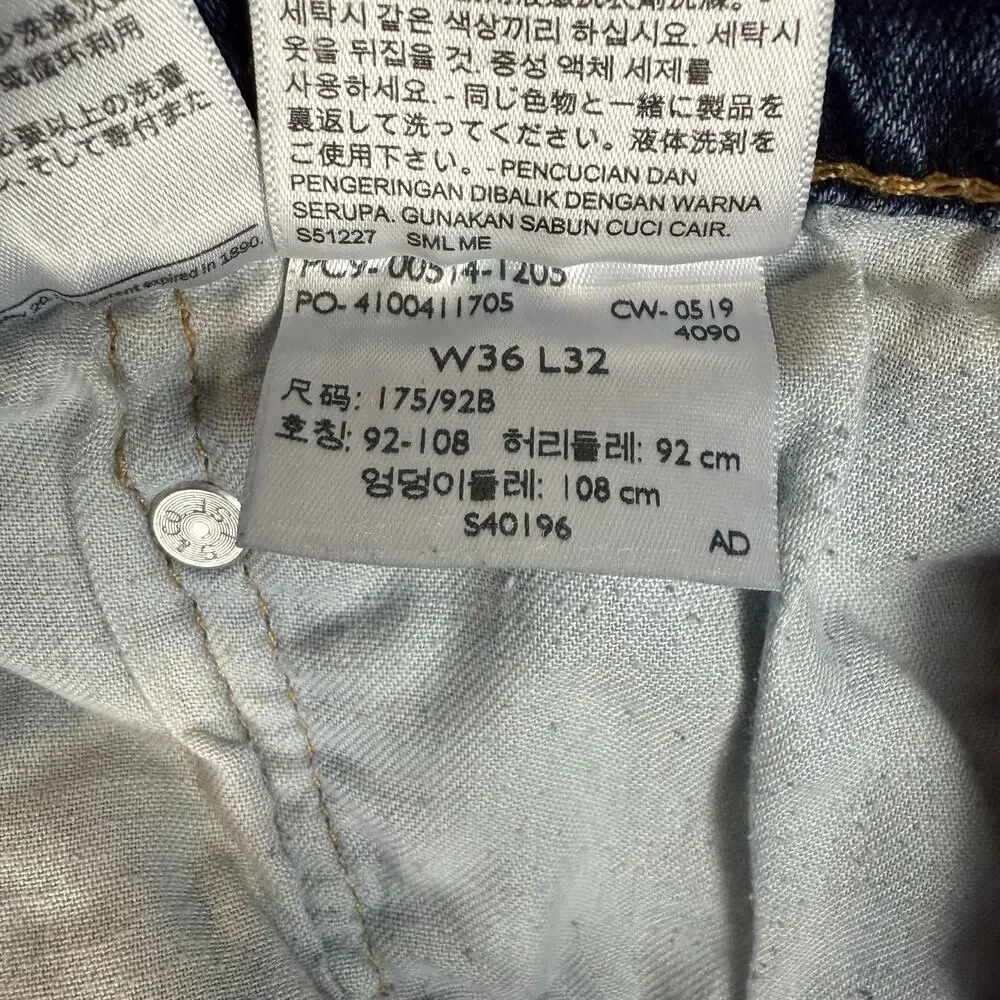 Levi's 514 Jeans Mens 36x32 Blue Denim Stretch Medium Wash Mid-Rise Straight Fit